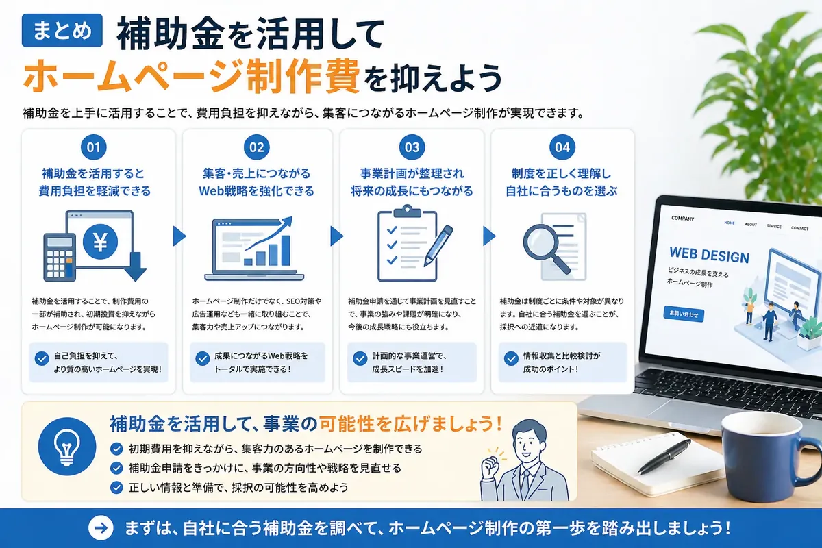 まとめ｜補助金を活用してホームページ制作費を抑えよう